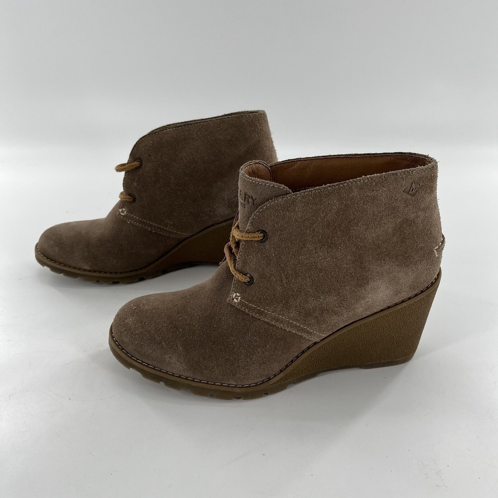 Sperry Top Sider Harlow Wedge Ankle Bootie Womens 8 M Suede Leather Stella Prow - Picture 5 of 16
